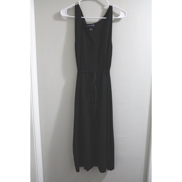 Ann Taylor Dresses & Skirts - Vintage Ann Taylor Black Sleeveless Maxi Dress Drawstring‎ Waist Knit M